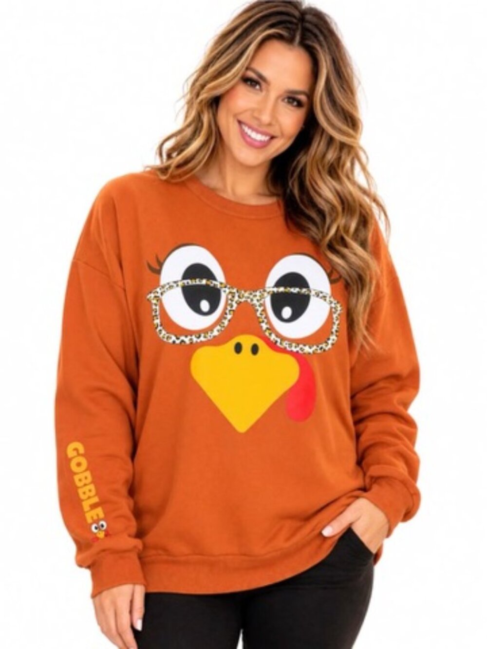 NWT Thanksgiving Turkey Gobble Graphic Sweatshirt